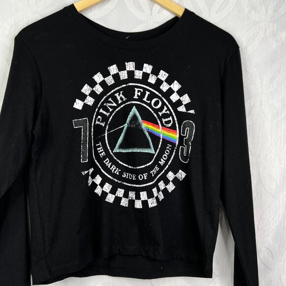 Love Tribe Pink Floyd Rock Long-Sleeved Cropped Graphic Tee NWT - Picture 3 of 5